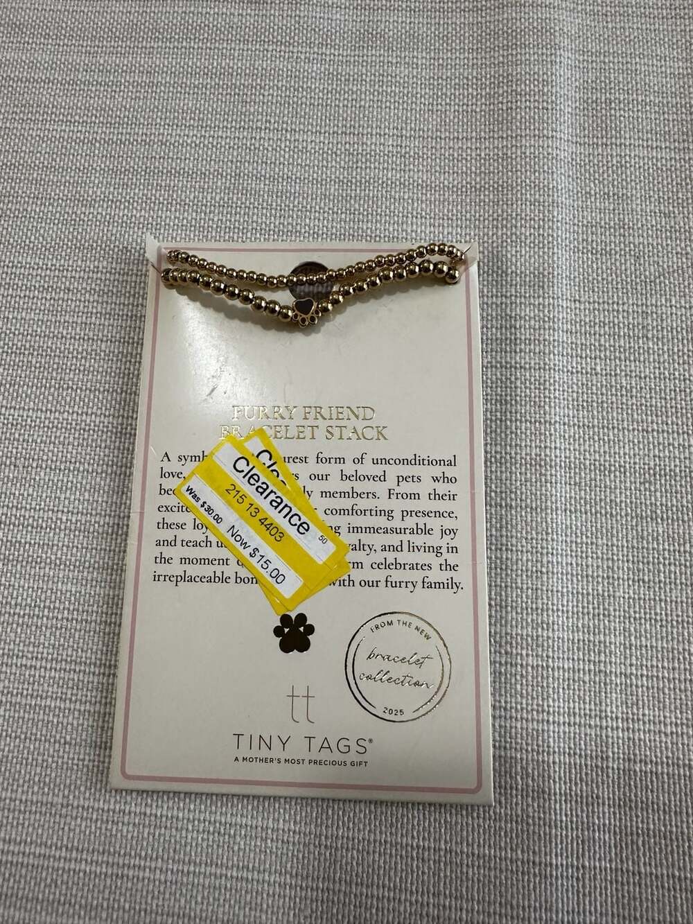 Tiny Tags Furry Friend Bracelet Stack 14k Gold Ion Plated